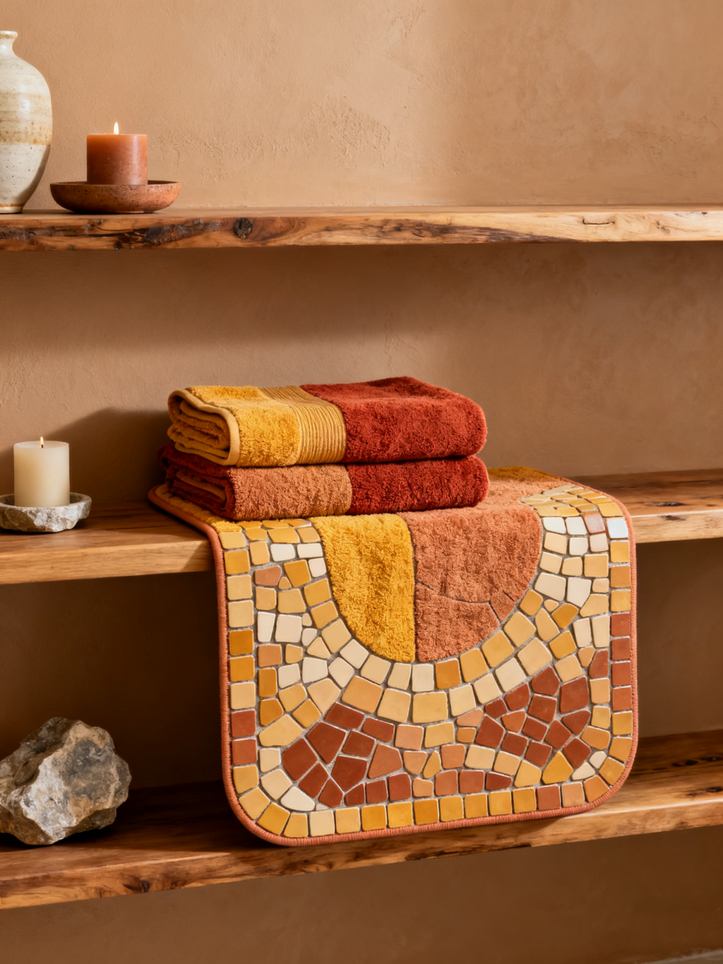 Organic Mosaic Tub Mat (Ochre and Clay)