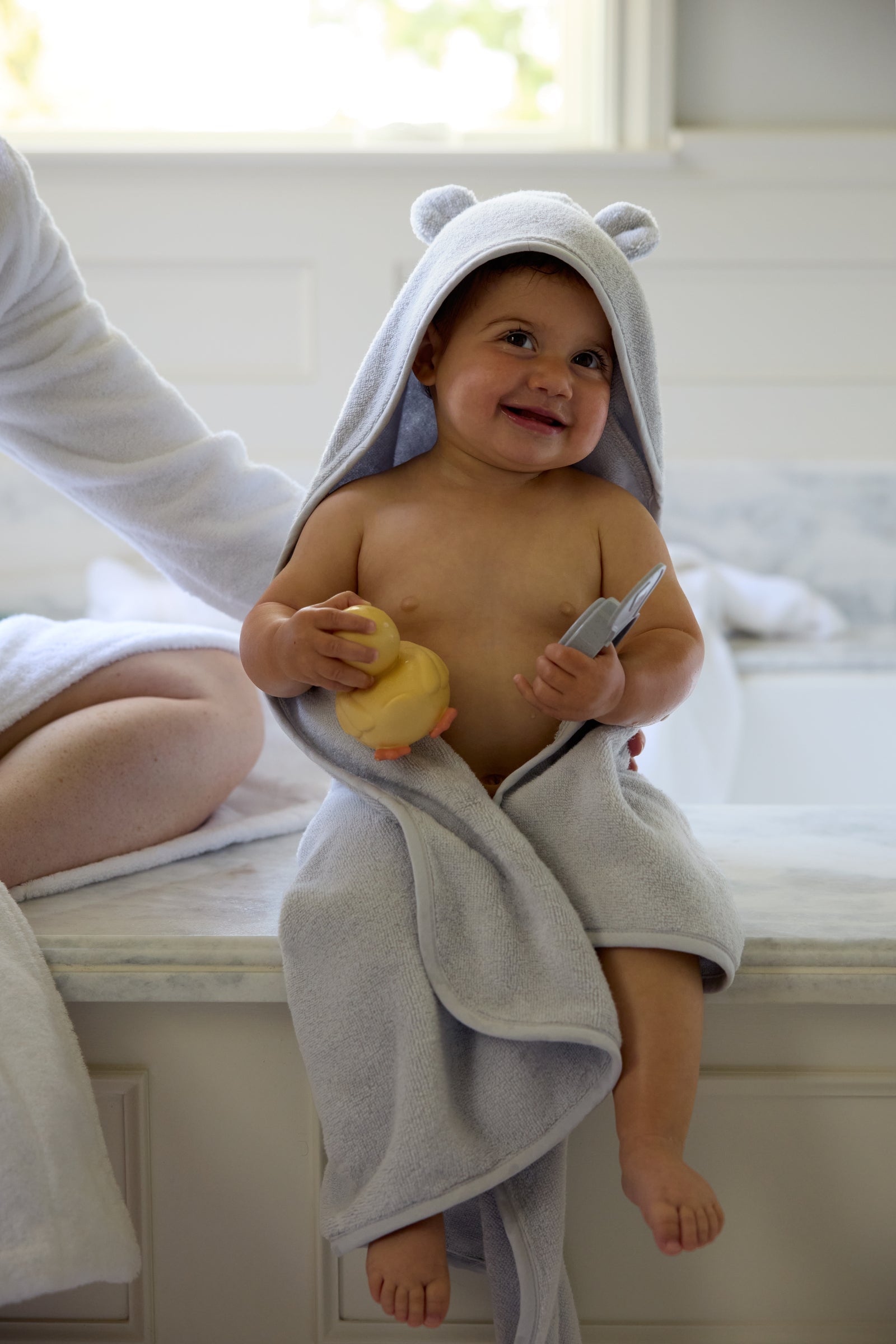 Organic Hooded Baby Towel with Ears (Sky)