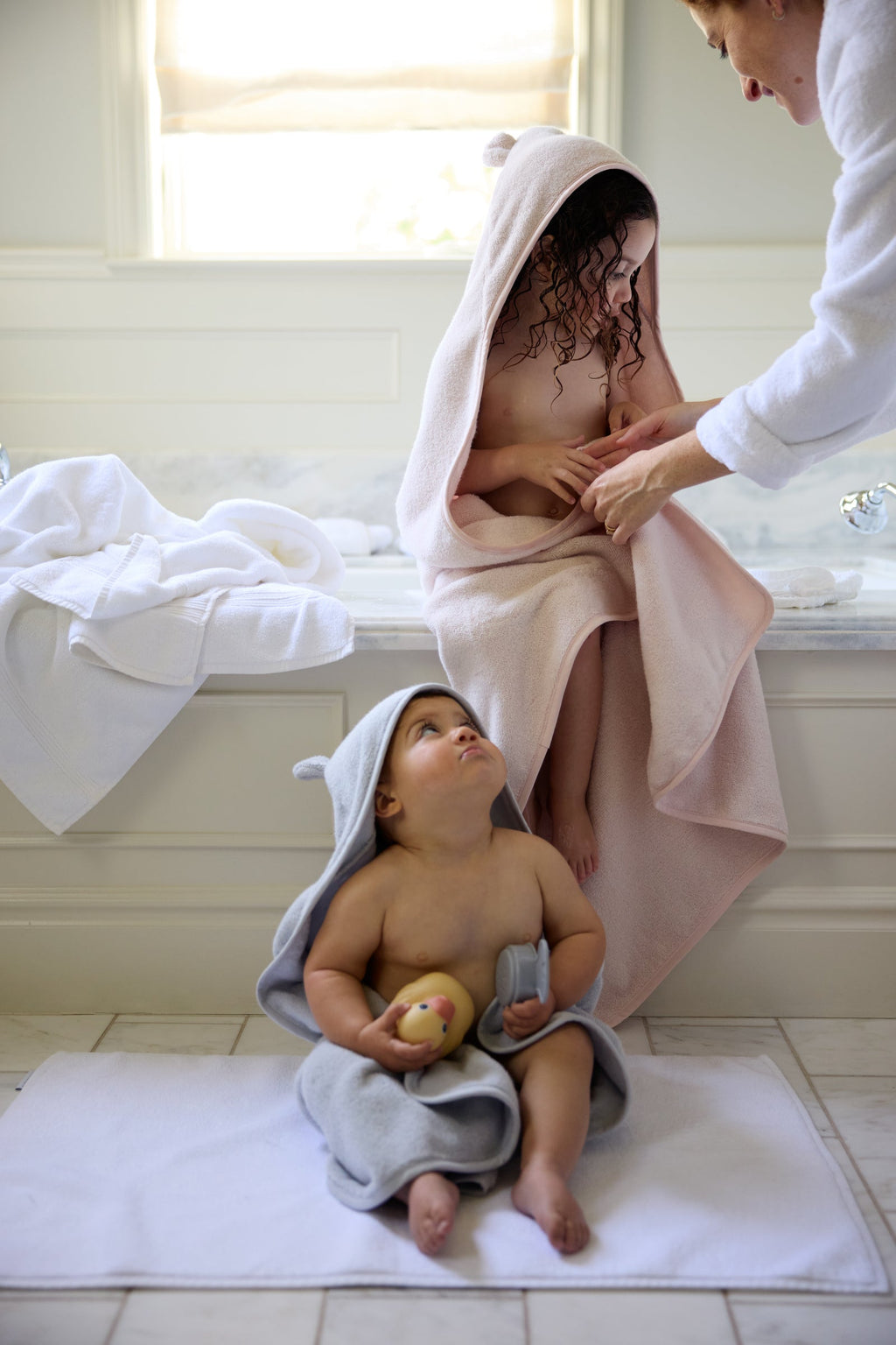 Organic Hooded Baby Towel with Ears (Blush)