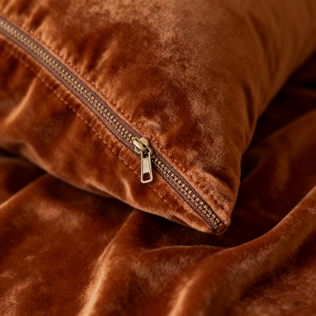 Hand Stitched Velvet Body Pillow Cover (Tobacco)