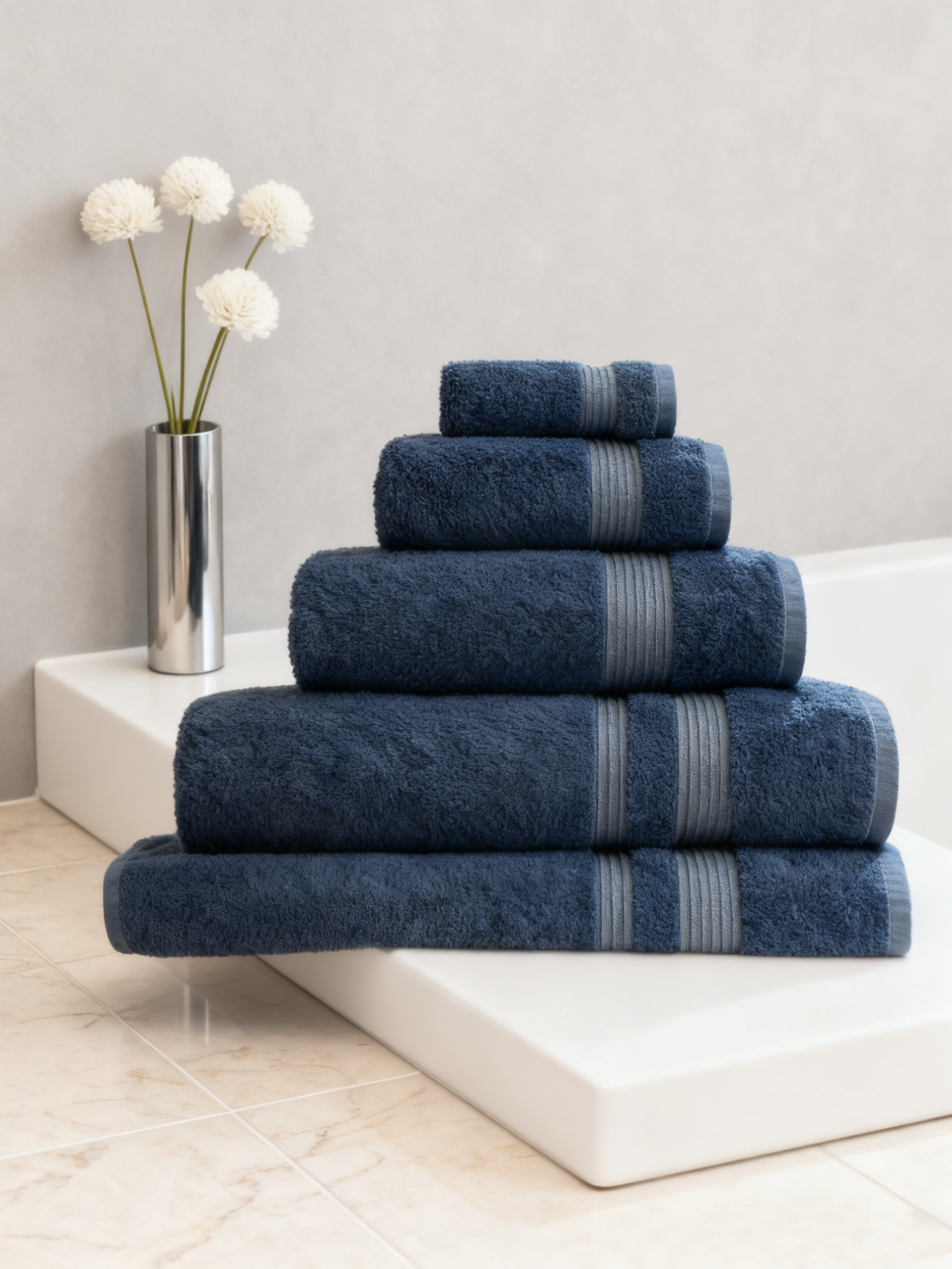 Classic Turkish Cotton Towels Navy