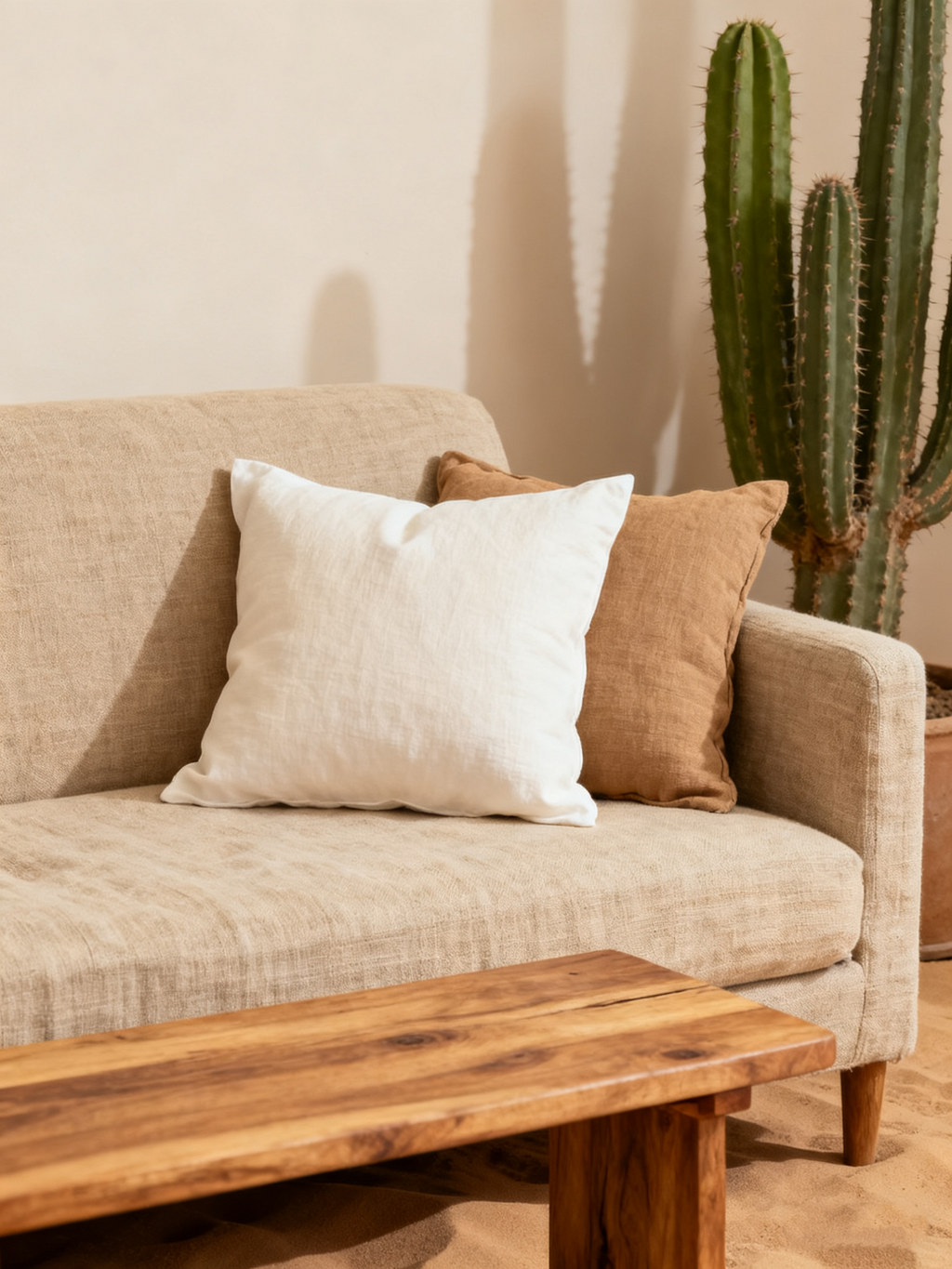 Desert Lumbar Pillow Cover (Ivory)