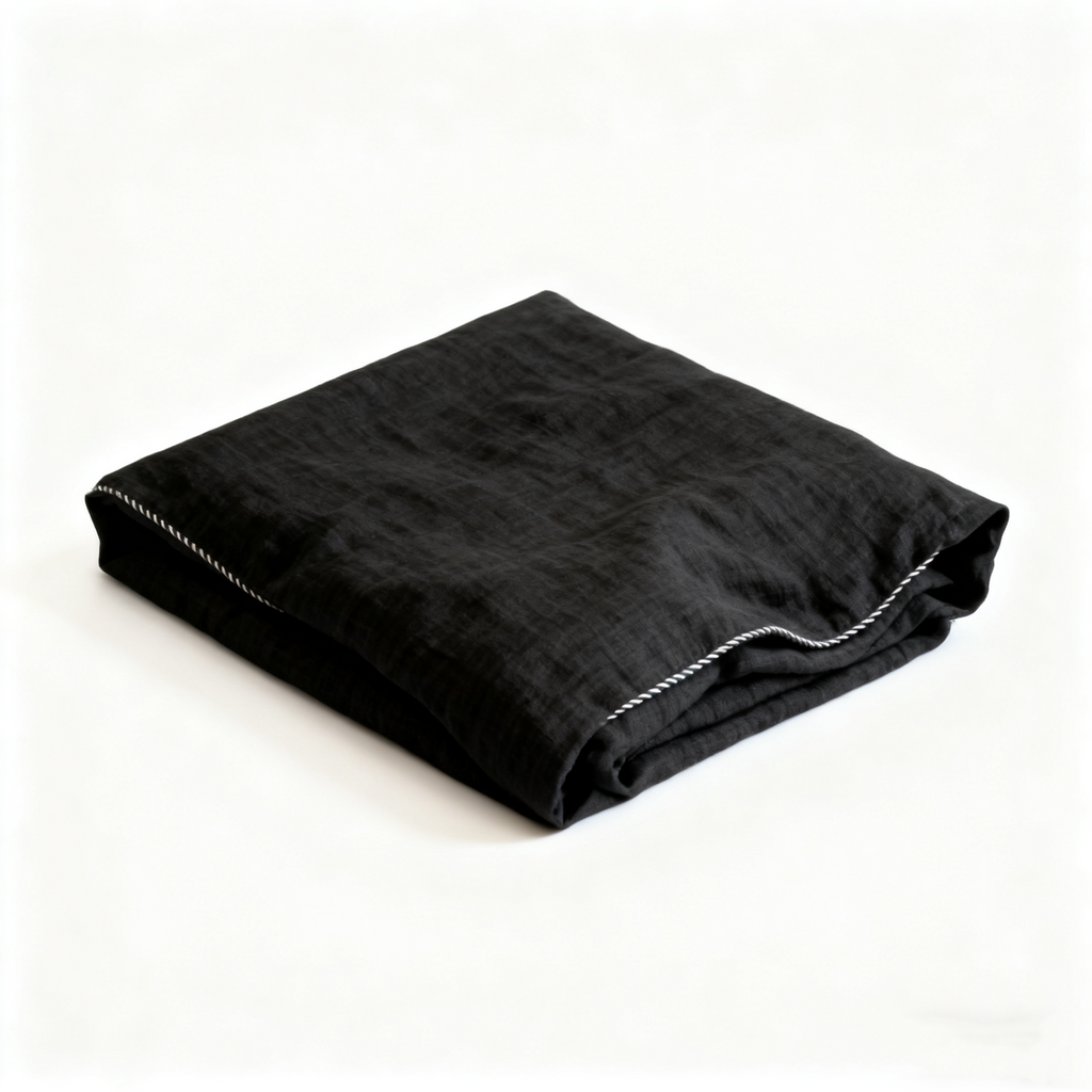 Cloud Linen Puff Lumbar Pillow Cover (Soft Black)