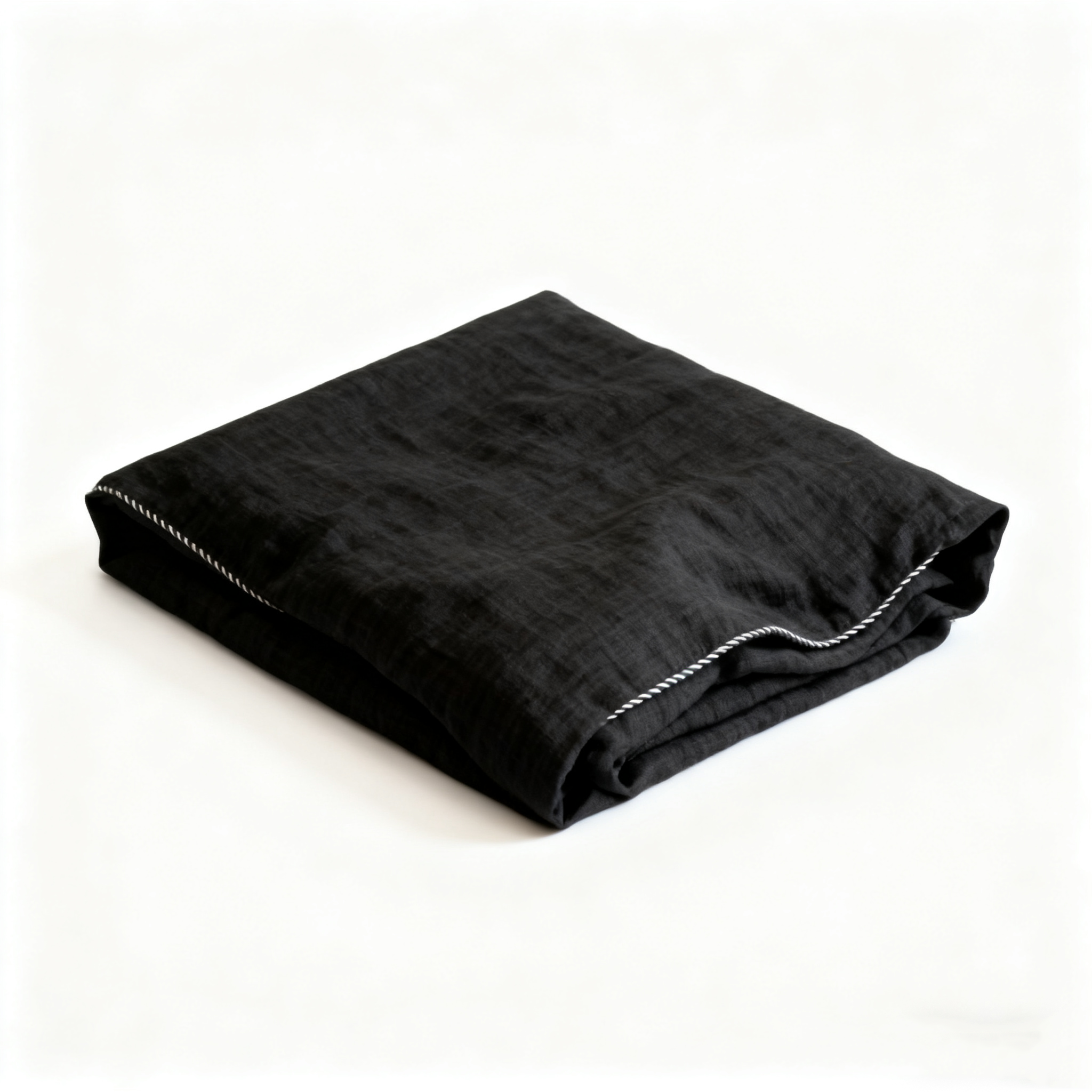 Cloud Linen Puff Lumbar Pillow Cover (Soft Black)