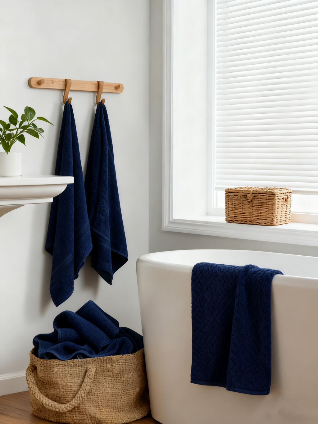 Classic Turkish Cotton Towels Navy