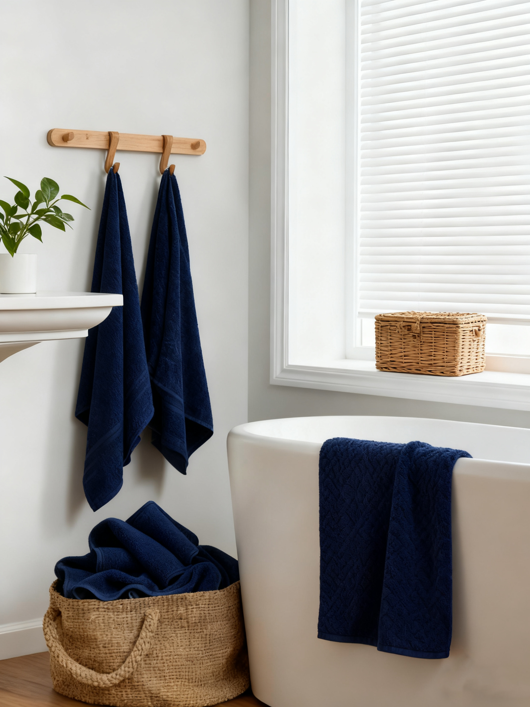 Classic Turkish Cotton Towels Navy