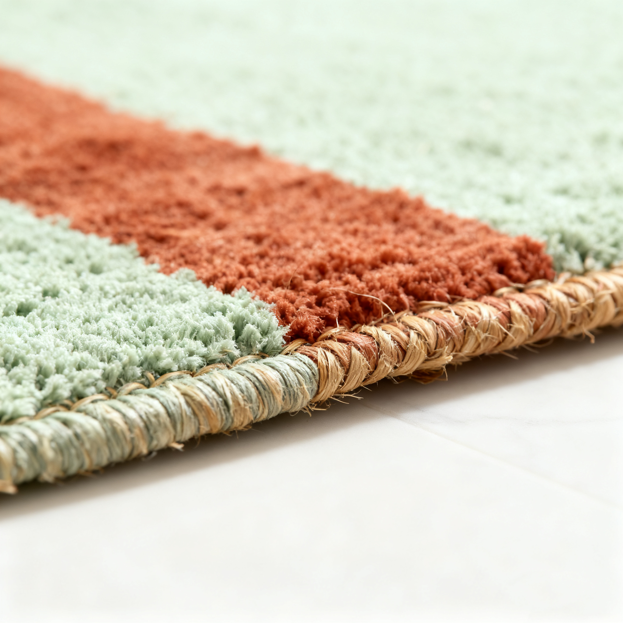 Organic Resort Stripe Tub Mat (Sage with Russet)