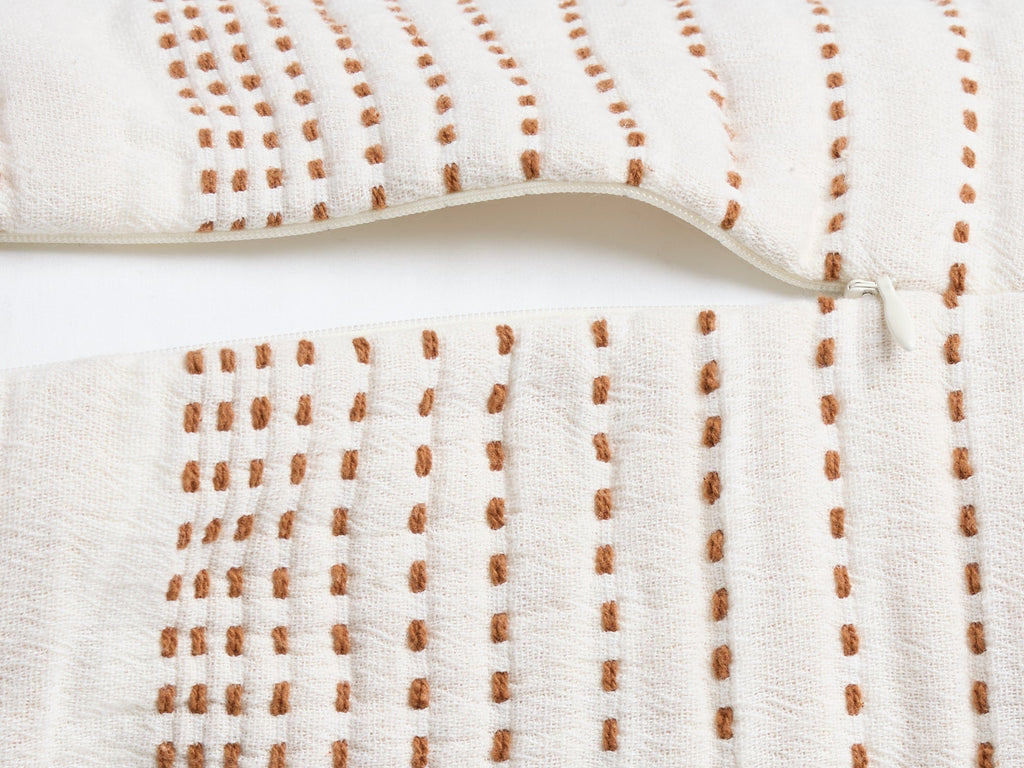 Cream Hand Stitched Bolster Pillow Cover