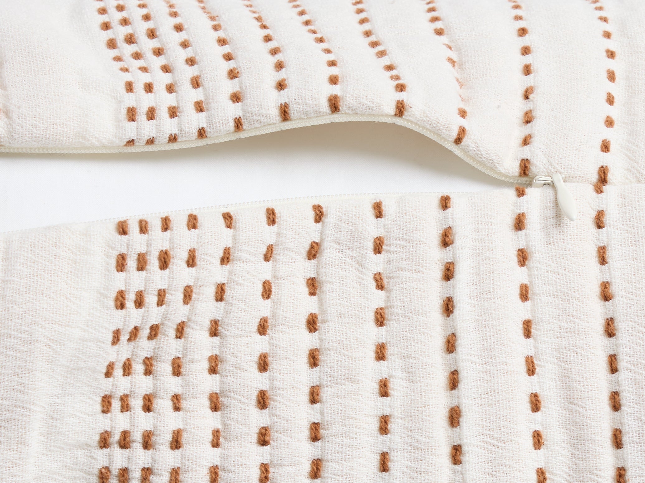 Cream Hand Stitched Bolster Pillow Cover