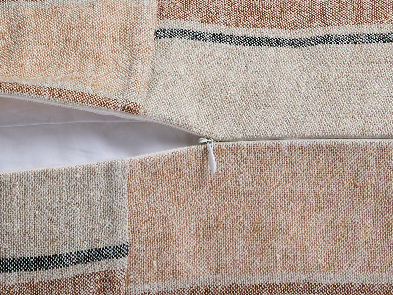 Natural Stripe Warm Linen Body Pillow Cover