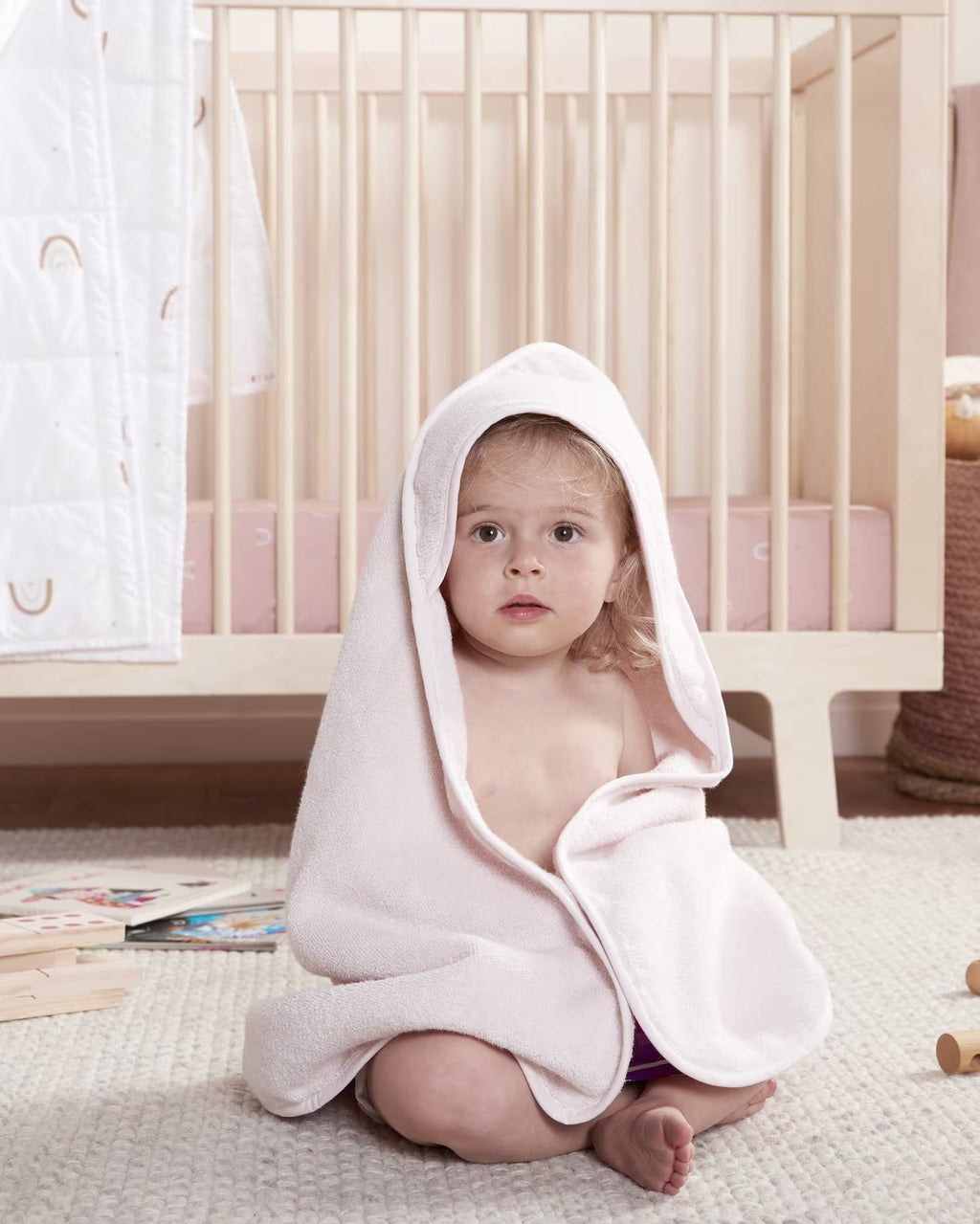 Organic Hooded Toddler Towel (Blush)