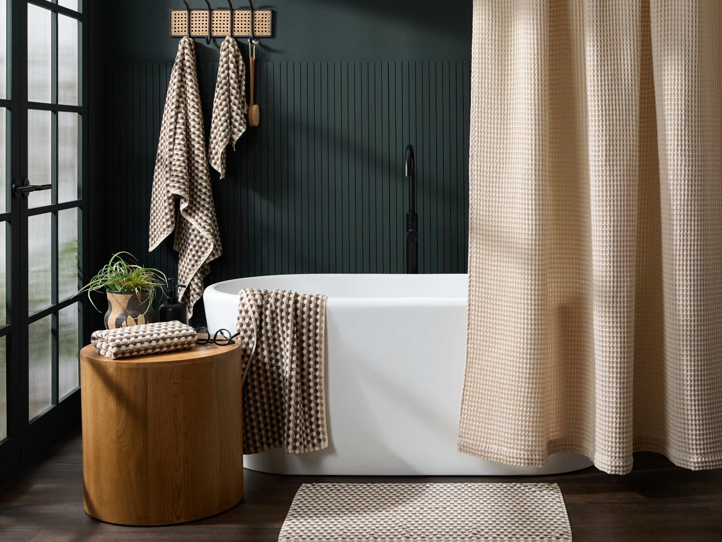 Organic Mosaic Tub Mat (Ash and Toast)