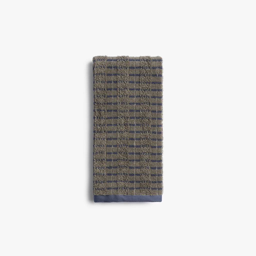 Organic Ladder Stripe Towels (Moss and Dusk)