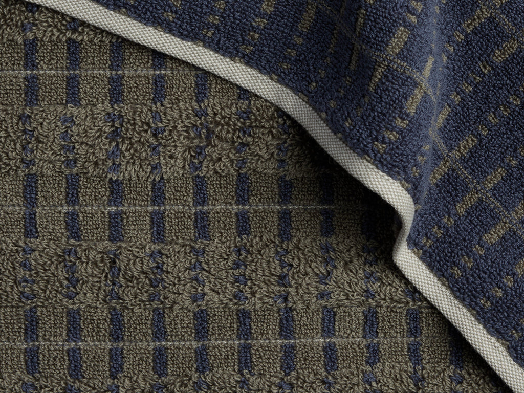 Organic Ladder Stripe Towels (Moss and Dusk)