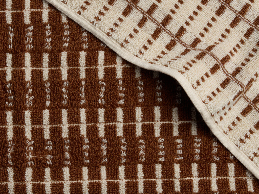 Organic Ladder Stripe Towels (Tobacco and Cream)