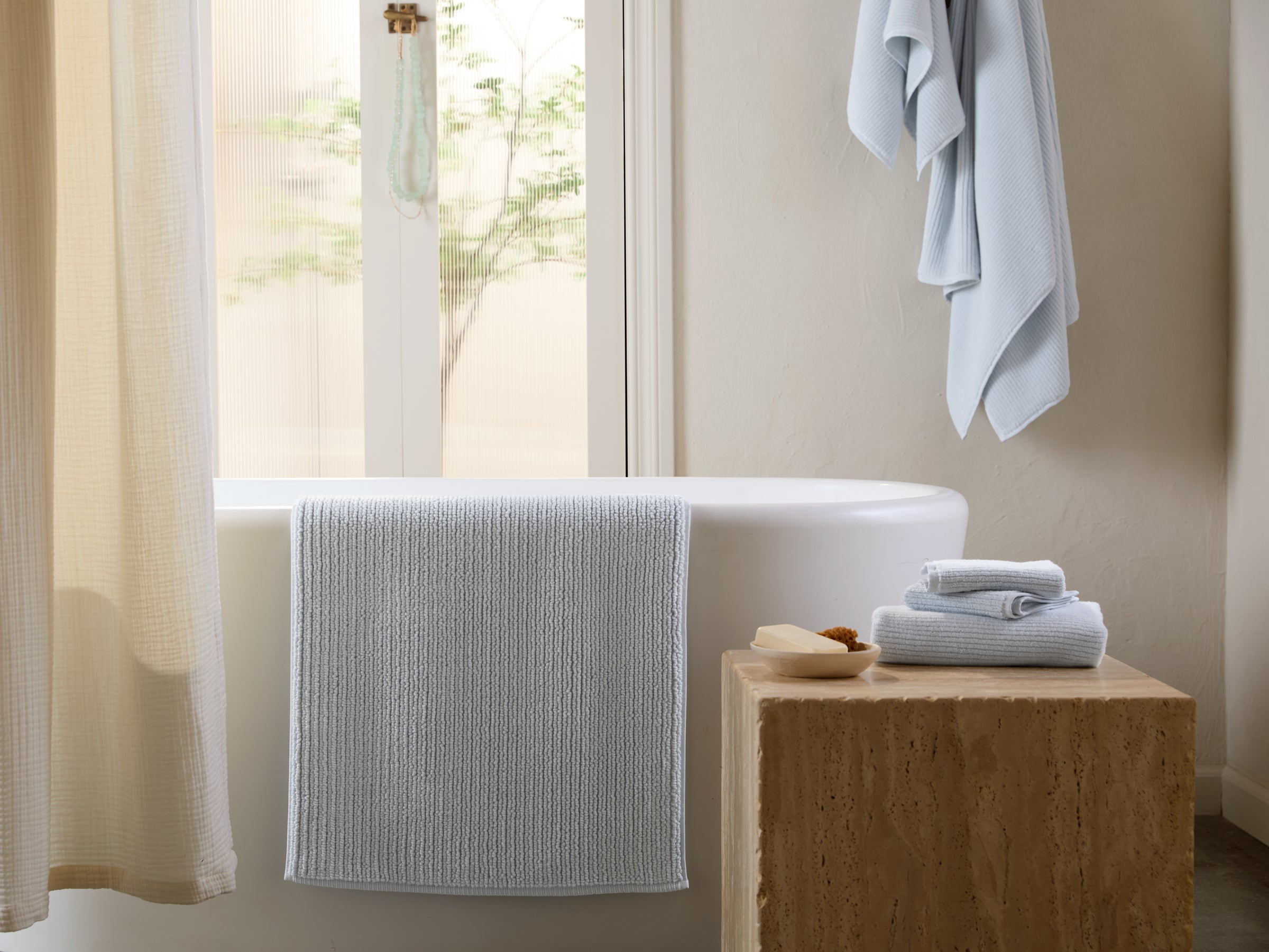 Soft Rib Tub Mat （Light Blue）