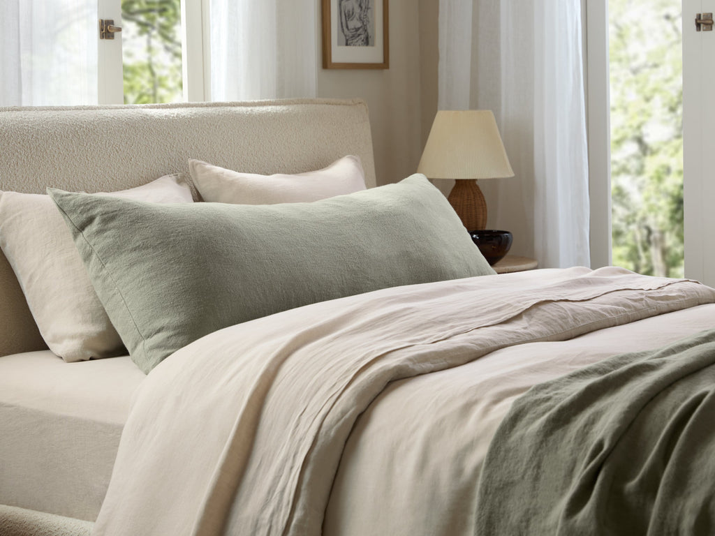 Nature Vintage Linen Body Pillow Cover (Moss)